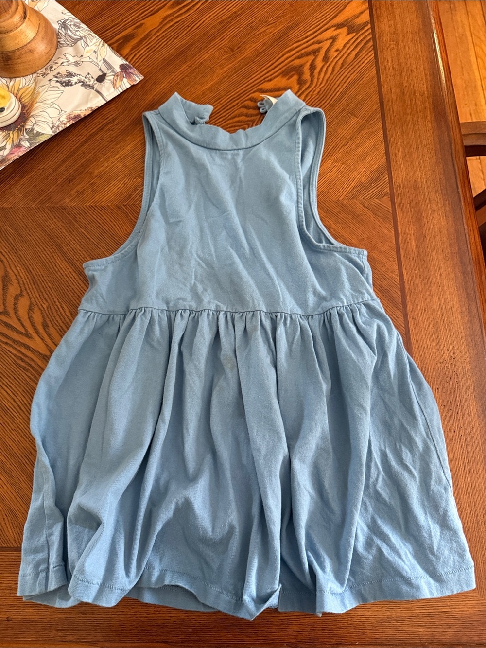 Light Blue Sleeveless Gathered Dress